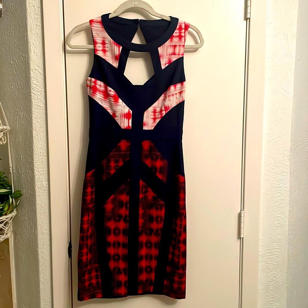 Sophisticated A- line Silhouette/ fitted, designer dress, professional/party
